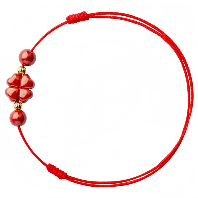 Four Leaf Clover Cinnabar Blessing Bracelet Four Leaf Clover Cinnabar Blessing Bracelet