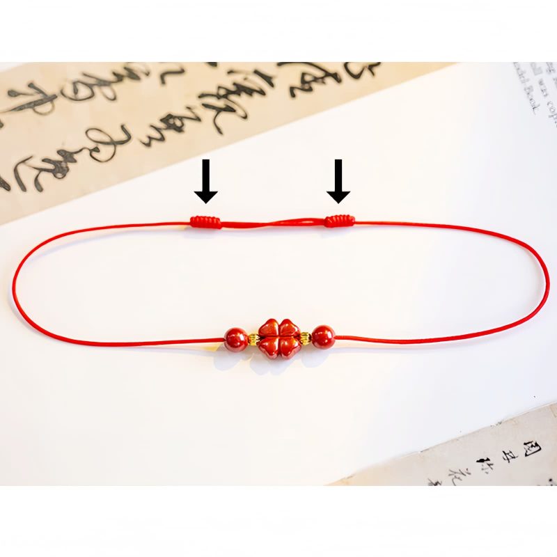 Four Leaf Clover Cinnabar Blessing Bracelet Four Leaf Clover Cinnabar Blessing Bracelet
