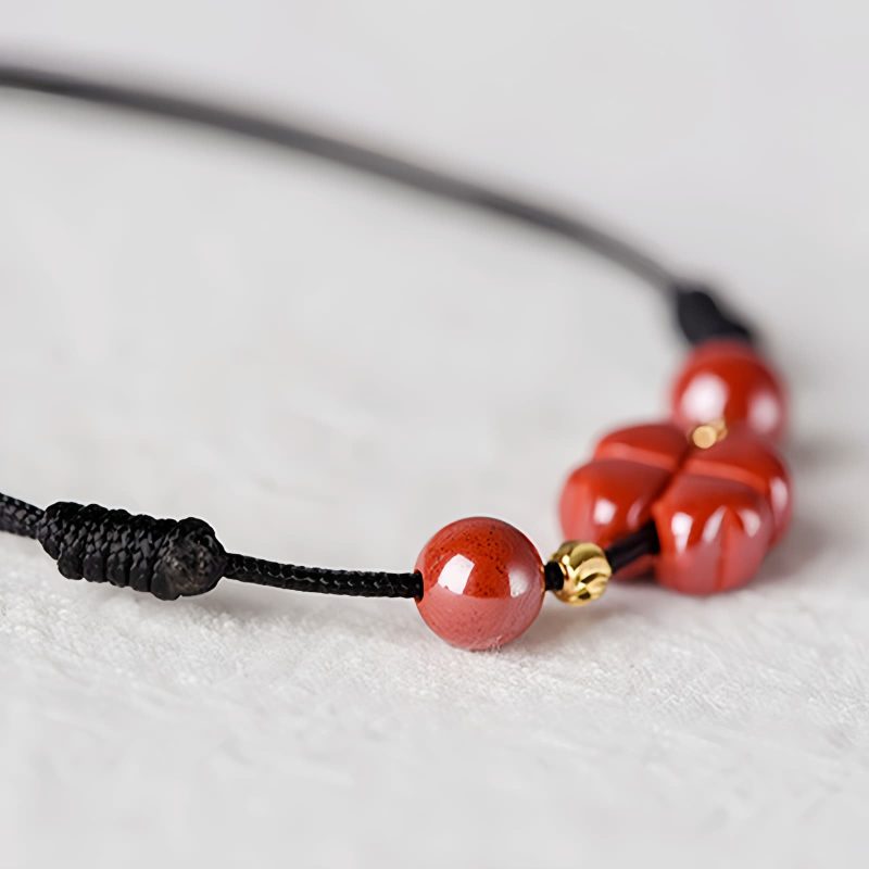 Four Leaf Clover Cinnabar Blessing Bracelet Four Leaf Clover Cinnabar Blessing Bracelet