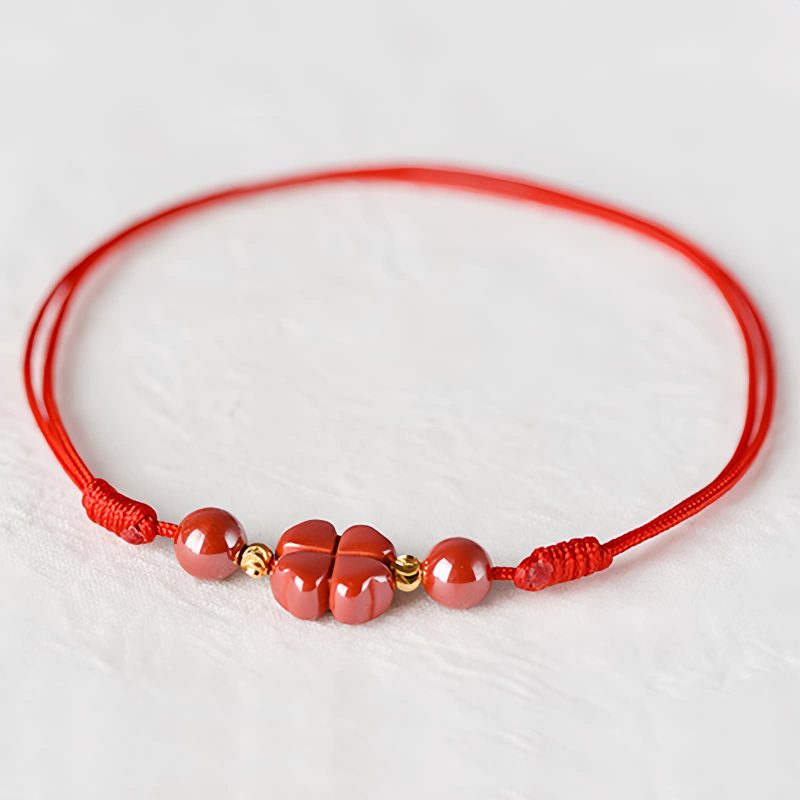 Four Leaf Clover Cinnabar Blessing Bracelet Four Leaf Clover Cinnabar Blessing Bracelet