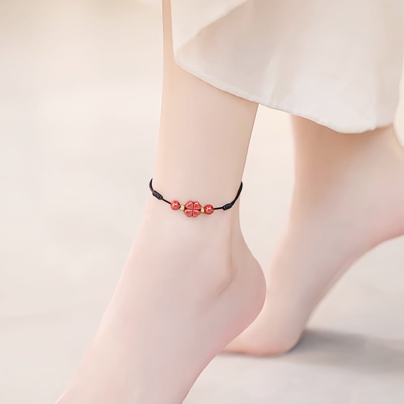 Four Leaf Clover Cinnabar Blessing Bracelet Four Leaf Clover Cinnabar Blessing Bracelet