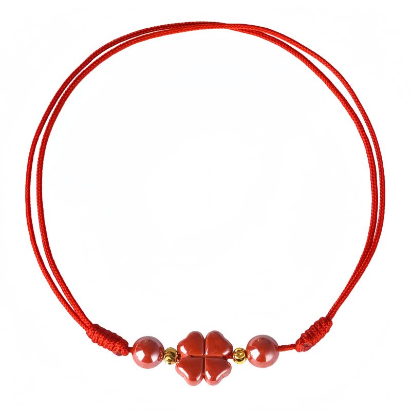Four Leaf Clover Cinnabar Blessing Bracelet Four Leaf Clover Cinnabar Blessing Bracelet