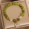 Weisheits-Armband mit grünem Turmalin und Kleeblatt-Symbol Green Tourmaline Four Leaf Clover Wisdom Bracelet