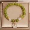 Weisheits-Armband mit grünem Turmalin und Kleeblatt-Symbol Green Tourmaline Four Leaf Clover Wisdom Bracelet