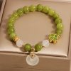 Weisheits-Armband mit grünem Turmalin und Kleeblatt-Symbol Green Tourmaline Four Leaf Clover Wisdom Bracelet