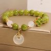 Weisheits-Armband mit grünem Turmalin und Kleeblatt-Symbol Green Tourmaline Four Leaf Clover Wisdom Bracelet