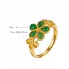 Anillo de Prosperidad en Jade Hetian y Plata 925 con Flor Dorada Hetian Jade Prosperity Ring in 925 Silver with Gold Flower