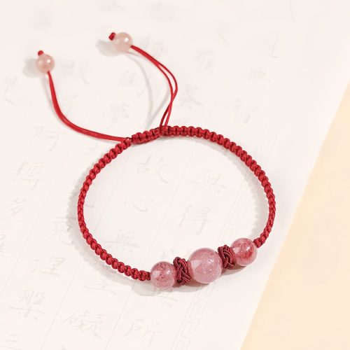 Pulseira do Amor em Quartzo Morango Natural
