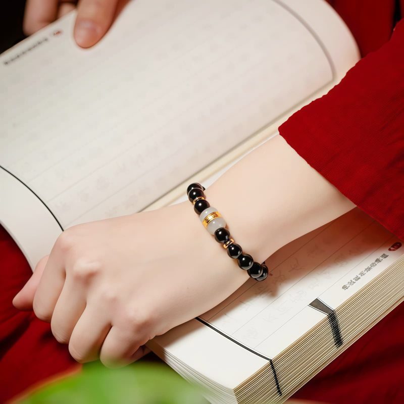 Tibetan Black Obsidian Om Mani Padme Hum Bracelet Tibetan Black Obsidian Om Mani Padme Hum Bracelet