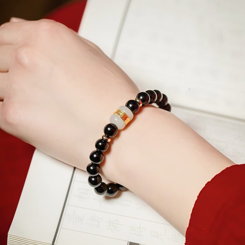 Tibetan Black Obsidian Om Mani Padme Hum Bracelet Tibetan Black Obsidian Om Mani Padme Hum Bracelet