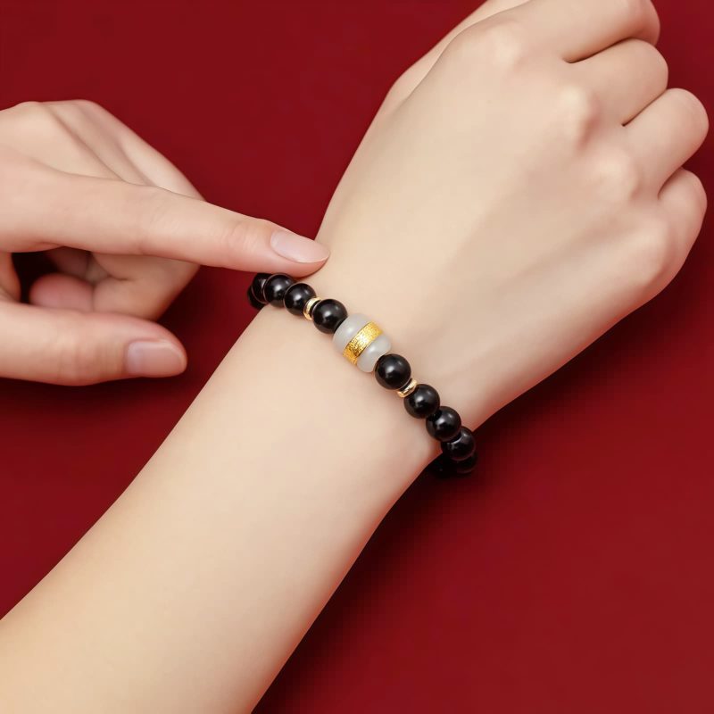 Tibetan Black Obsidian Om Mani Padme Hum Bracelet Tibetan Black Obsidian Om Mani Padme Hum Bracelet