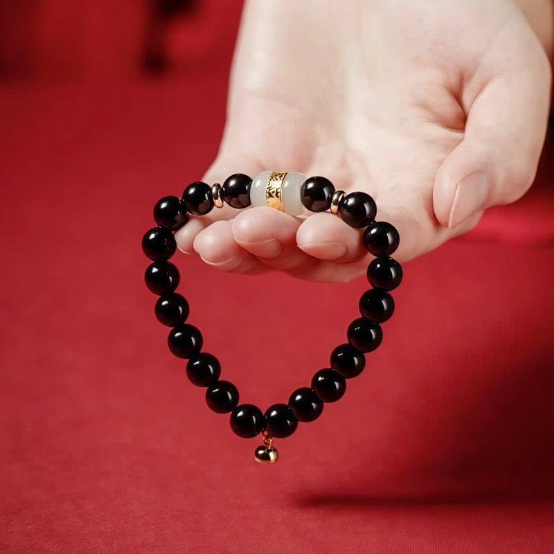 Tibetan Black Obsidian Om Mani Padme Hum Bracelet Tibetan Black Obsidian Om Mani Padme Hum Bracelet