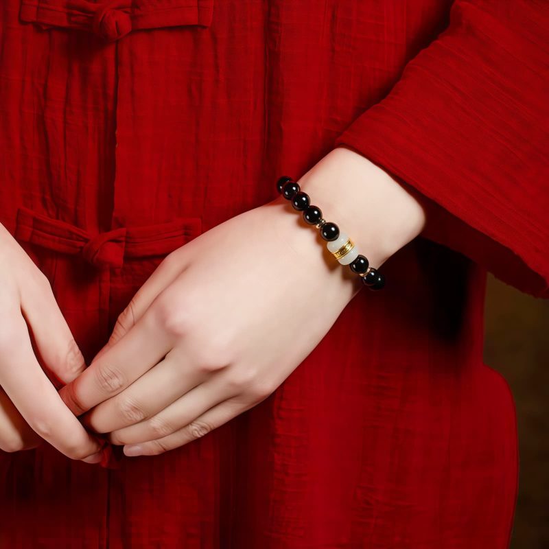 Tibetan Black Obsidian Om Mani Padme Hum Bracelet Tibetan Black Obsidian Om Mani Padme Hum Bracelet
