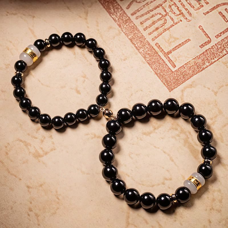 Tibetan Black Obsidian Om Mani Padme Hum Bracelet Tibetan Black Obsidian Om Mani Padme Hum Bracelet