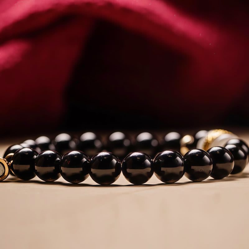 Tibetan Black Obsidian Om Mani Padme Hum Bracelet Tibetan Black Obsidian Om Mani Padme Hum Bracelet