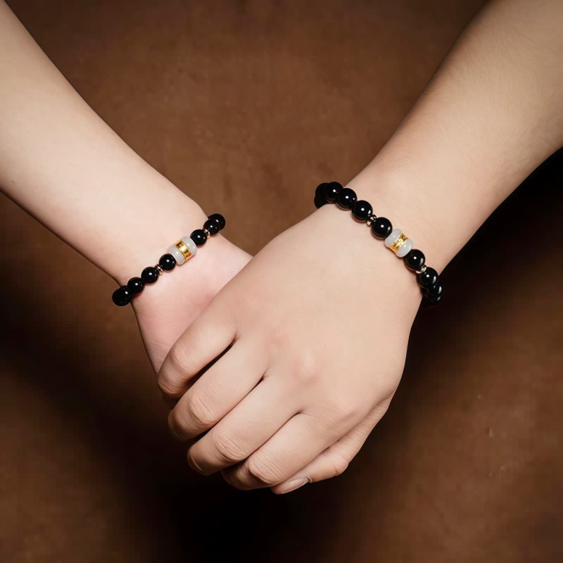 Tibetan Black Obsidian Om Mani Padme Hum Bracelet Tibetan Black Obsidian Om Mani Padme Hum Bracelet
