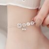 チベット伝統 厄除け・金運 925シルバー アンクレット(古銭&ターコイズ) Tibetan 925 Silver Protection Anklet with Copper Coins