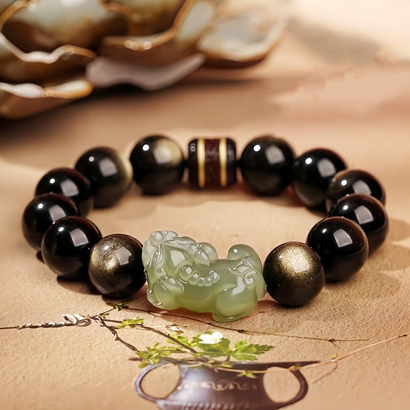 Gold Sheen Obsidian Pixiu Prosperity Bracelet Gold Sheen Obsidian Pixiu Prosperity Bracelet