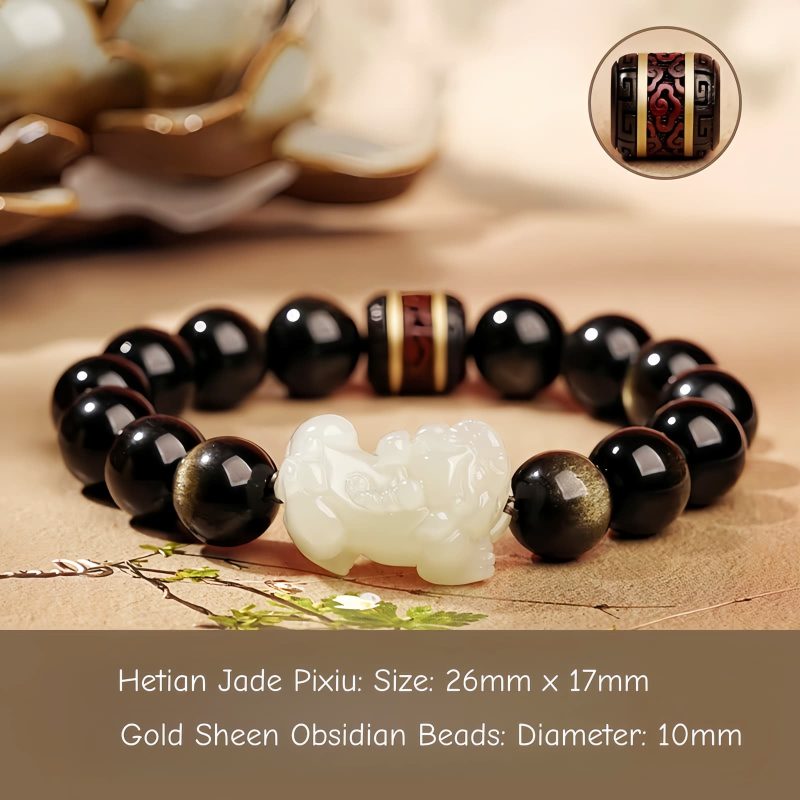 Gold Sheen Obsidian Pixiu Prosperity Bracelet Gold Sheen Obsidian Pixiu Prosperity Bracelet