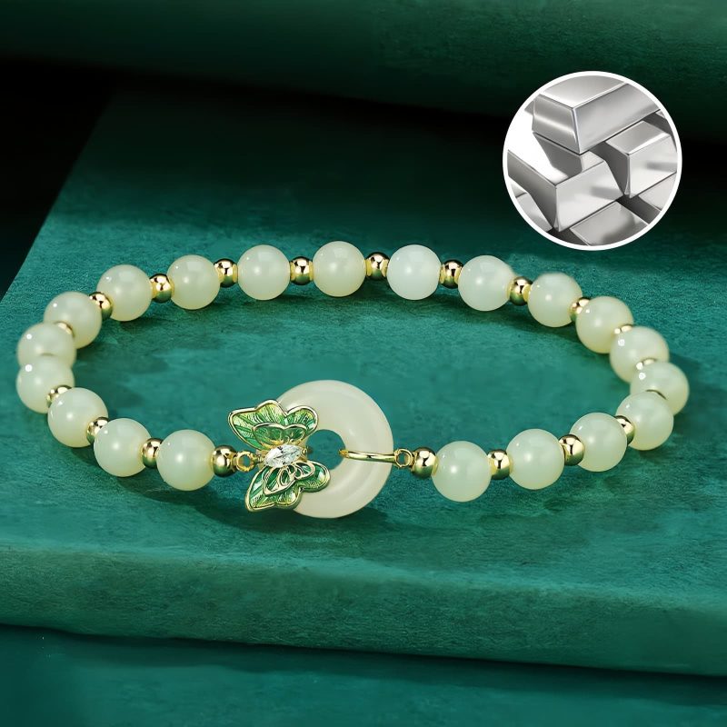 925 Silver Hetian Jade Butterfly Bracelet 925 Silver Hetian Jade Butterfly Bracelet