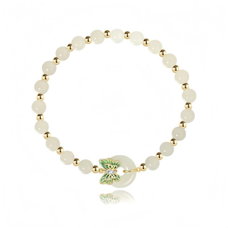 925 Silver Hetian Jade Butterfly Bracelet 925 Silver Hetian Jade Butterfly Bracelet