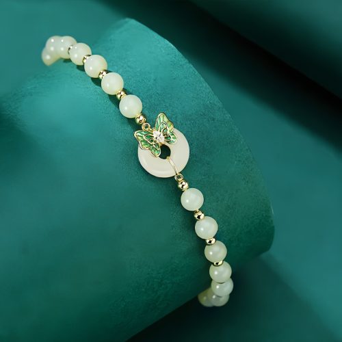 Pulsera Mariposa de Plata 925 y Jade Hetian