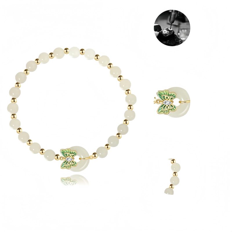 925 Silver Hetian Jade Butterfly Bracelet 925 Silver Hetian Jade Butterfly Bracelet