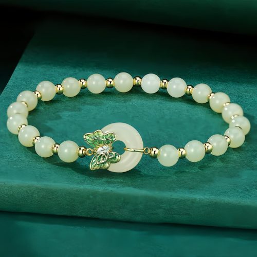 Pulsera Mariposa de Plata 925 y Jade Hetian