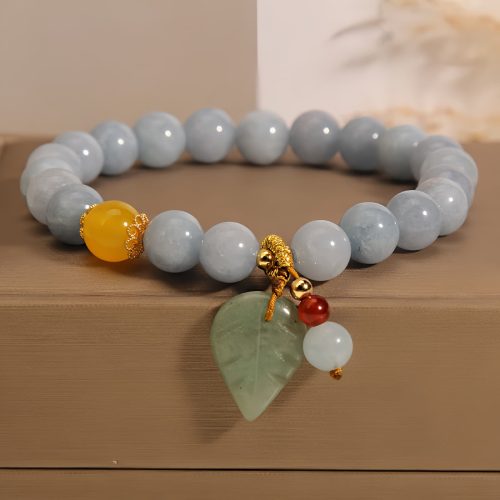 Aquamarine Jade Leaf Healing Bracelet