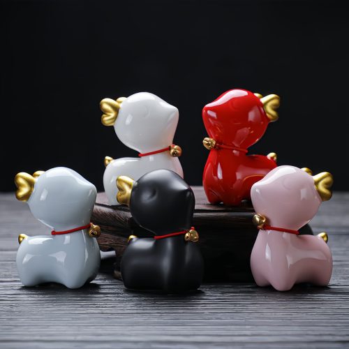 ミニ鹿の陶器置物 インテリア・茶寵