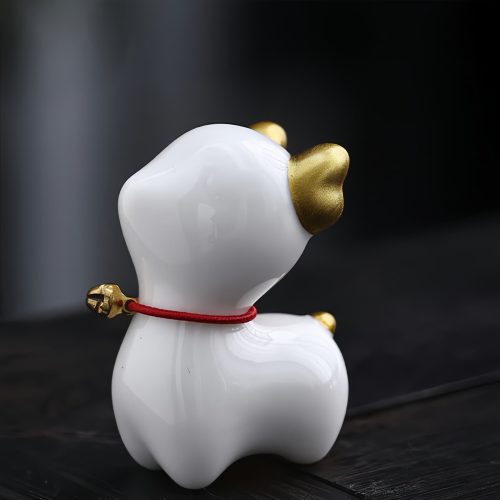 ミニ鹿の陶器置物 インテリア・茶寵