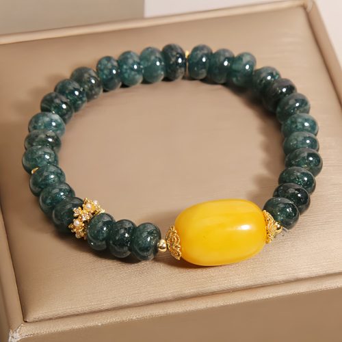 グリーンジェイド（本翡翠）＆トパーズ 招福ブレスレット