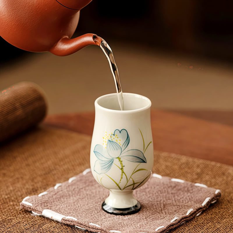 Hand Painted Ceramic Lotus Tea Cup Hand Painted Ceramic Lotus Tea Cup