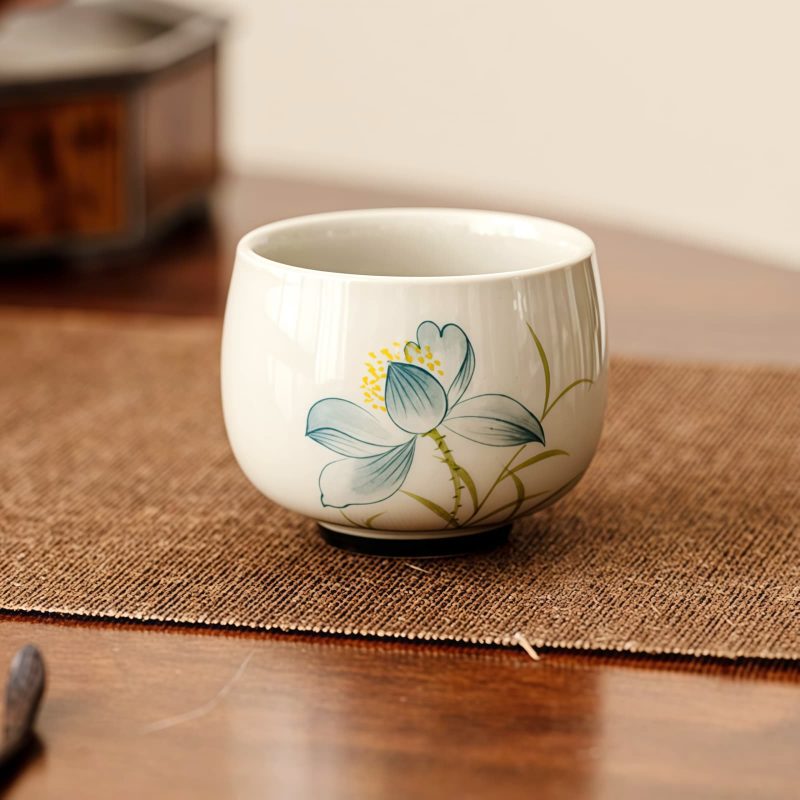 Hand Painted Ceramic Lotus Tea Cup Hand Painted Ceramic Lotus Tea Cup