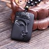 Natural Black Obsidian Buddha Pendant Necklace Natural Black Obsidian Buddha Pendant Necklace