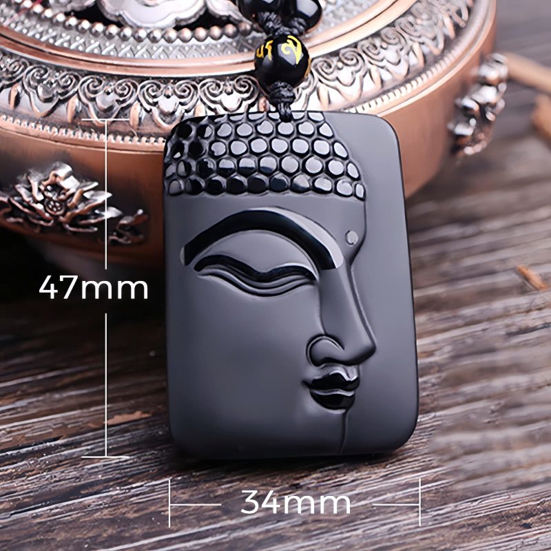 Natural Black Obsidian Buddha Pendant Necklace Natural Black Obsidian Buddha Pendant Necklace