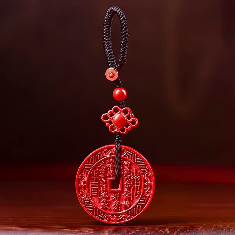 Collar con Colgante de Bagua en Cinabrio Natural Natural Cinnabar Bagua Blessing Pendant Necklace