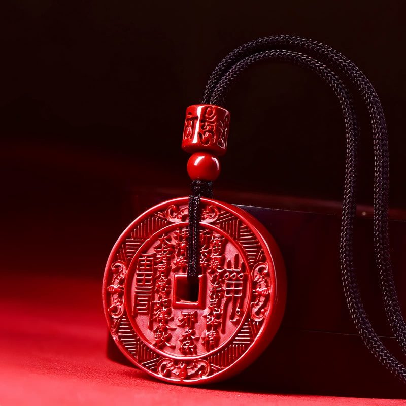Collar con Colgante de Bagua en Cinabrio Natural Natural Cinnabar Bagua Blessing Pendant Necklace