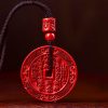 Collar con Colgante de Bagua en Cinabrio Natural Natural Cinnabar Bagua Blessing Pendant Necklace