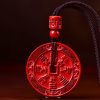 Collar con Colgante de Bagua en Cinabrio Natural Natural Cinnabar Bagua Blessing Pendant Necklace