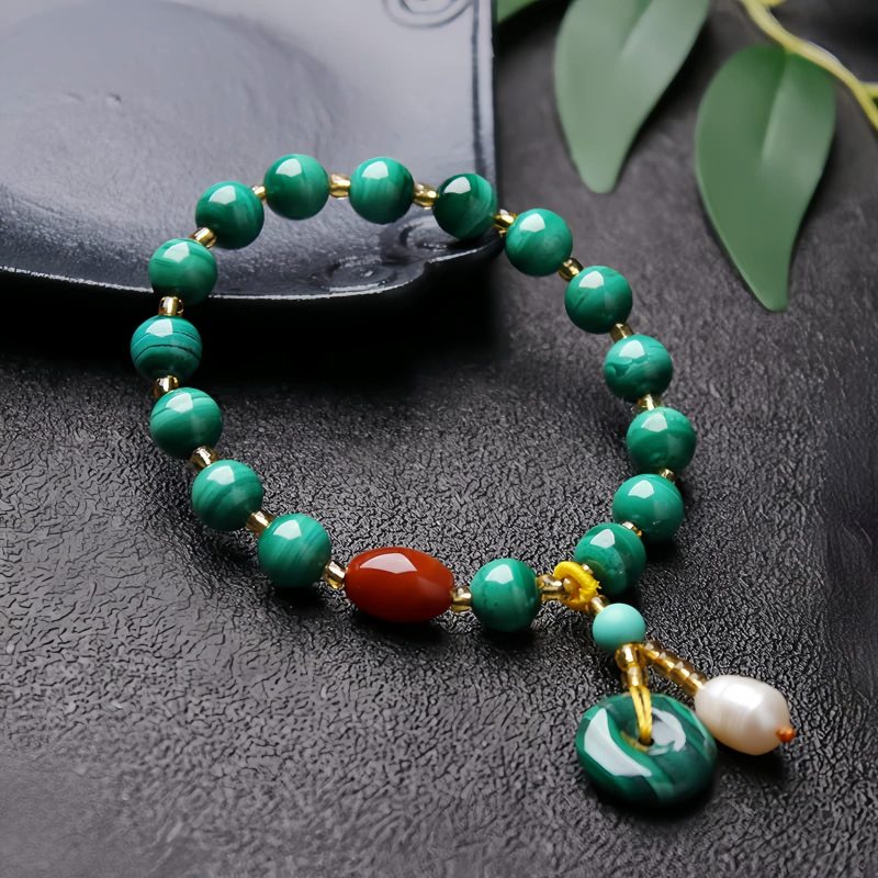 Natural Malachite Red Agate Protection Bracelet Natural Malachite Red Agate Protection Bracelet
