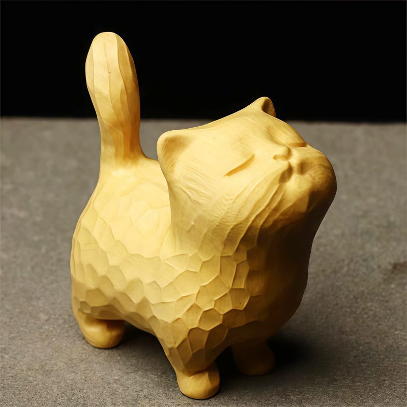 Thuja Sutchuenensis Carved Cat Decoration Thuja Sutchuenensis Carved Cat Decoration