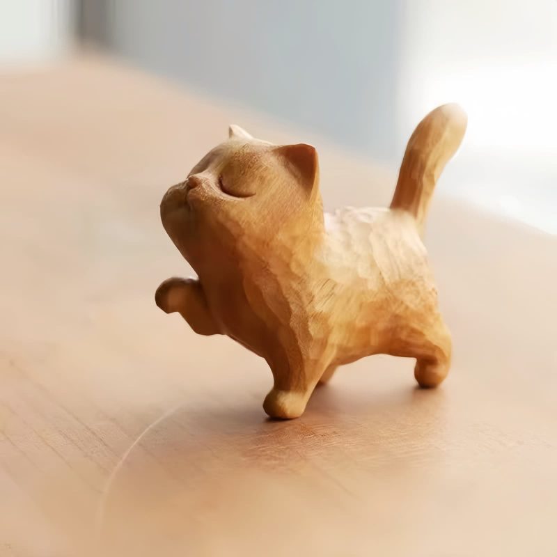 Thuja Sutchuenensis Carved Cat Decoration Thuja Sutchuenensis Carved Cat Decoration