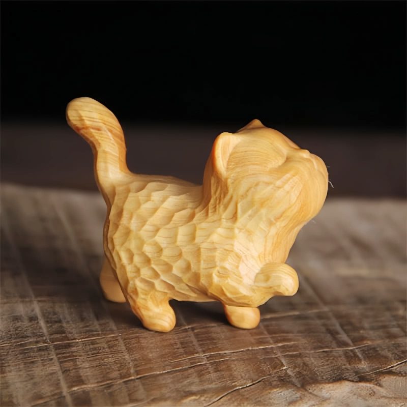 Thuja Sutchuenensis Carved Cat Decoration Thuja Sutchuenensis Carved Cat Decoration