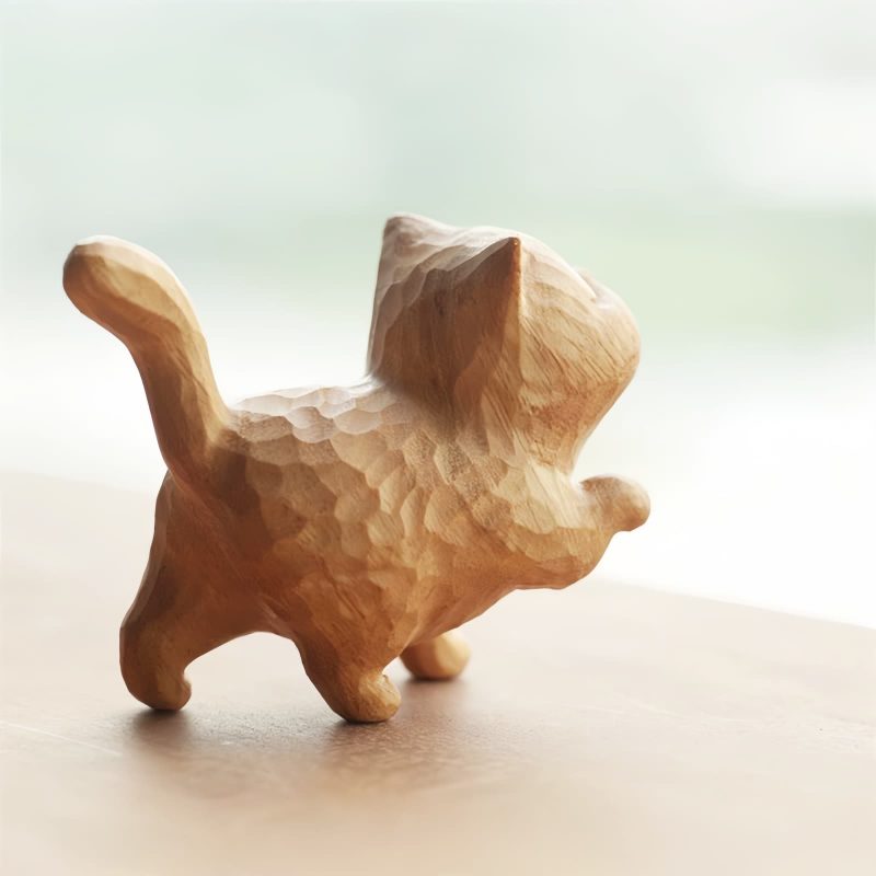Thuja Sutchuenensis Carved Cat Decoration Thuja Sutchuenensis Carved Cat Decoration