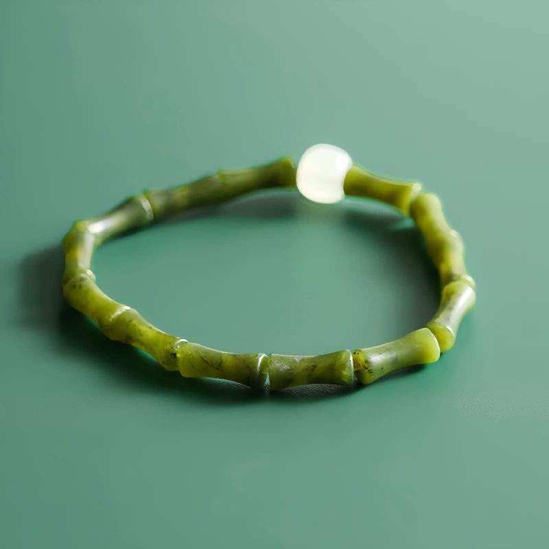 Tibetan Green Bamboo Jade Luck Bracelet Tibetan Green Bamboo Jade Luck Bracelet