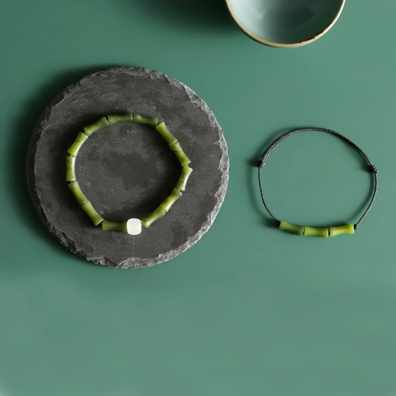 Tibetan Green Bamboo Jade Luck Bracelet Tibetan Green Bamboo Jade Luck Bracelet