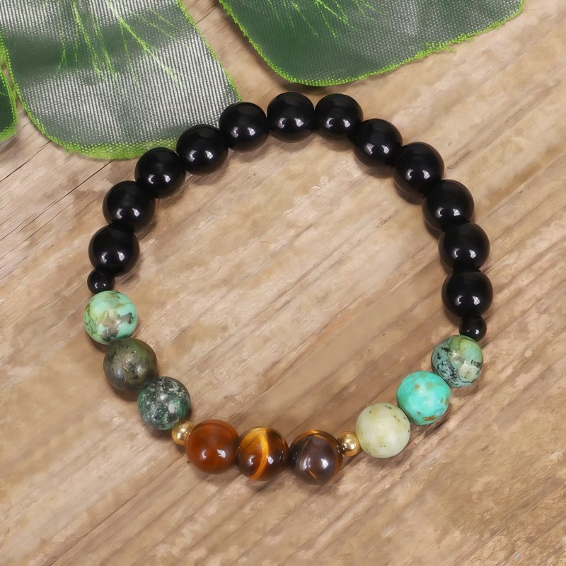 Tiger Eye Turquoise Mala Bracelet for Strength and Protection Tiger Eye Turquoise Mala Bracelet for Strength and Protection