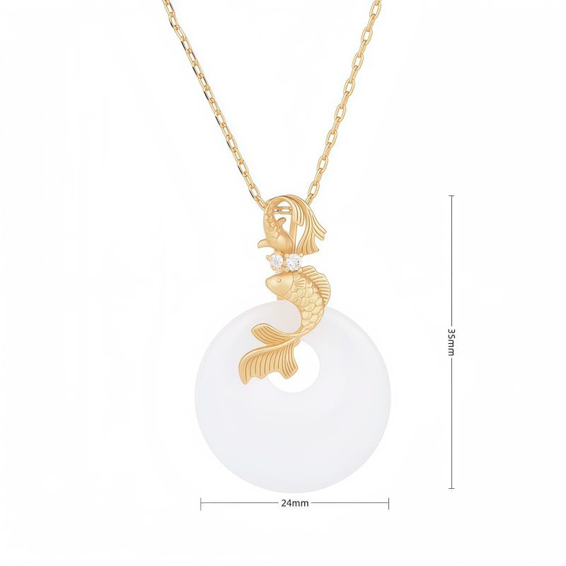 White Jade Koi Fish Wealth Pendant Necklace White Jade Koi Fish Wealth Pendant Necklace