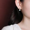 925 Silver Plated Gold Jade Flower Earrings 925 Silver Plated Gold Jade Flower Earrings